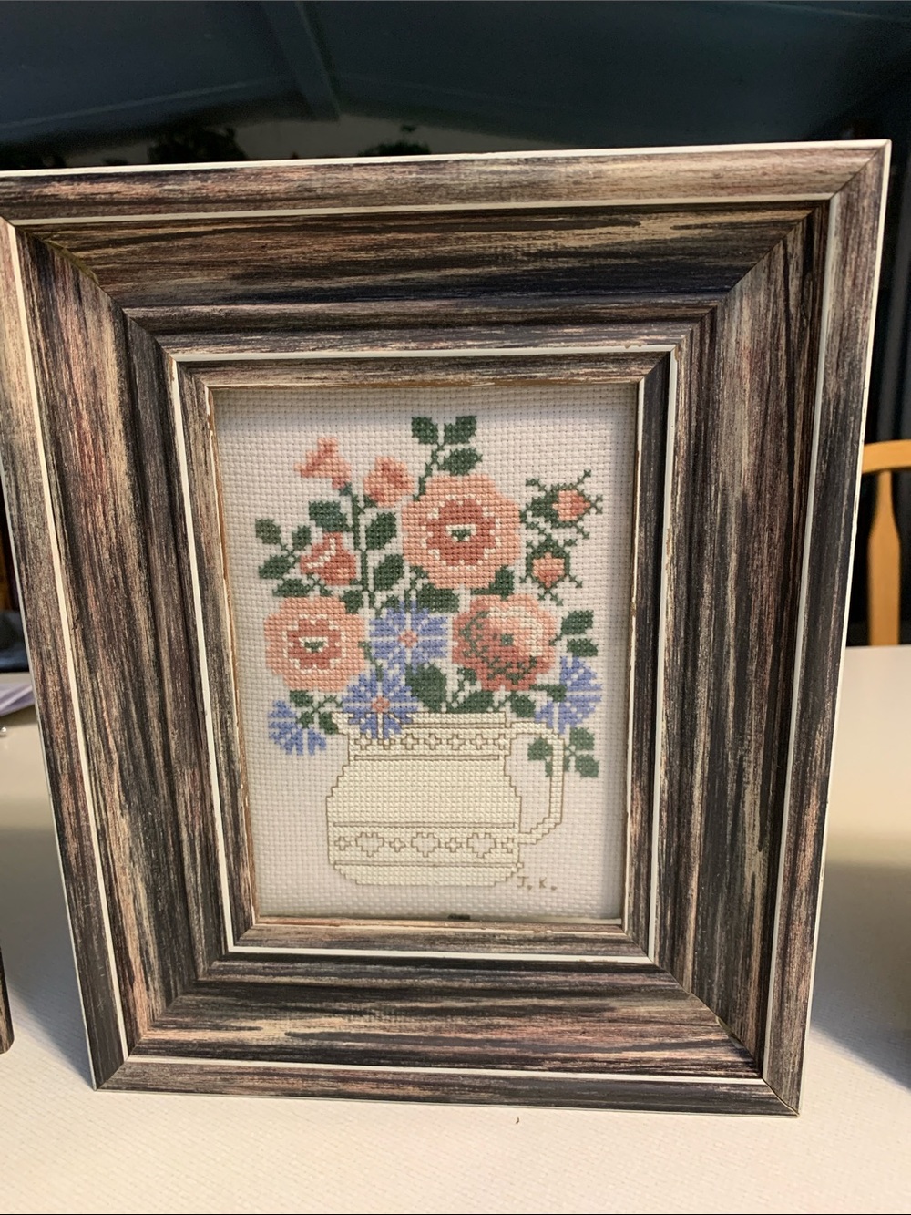 Set of 3 Framed Cross-stitch Treasures in Floral Design